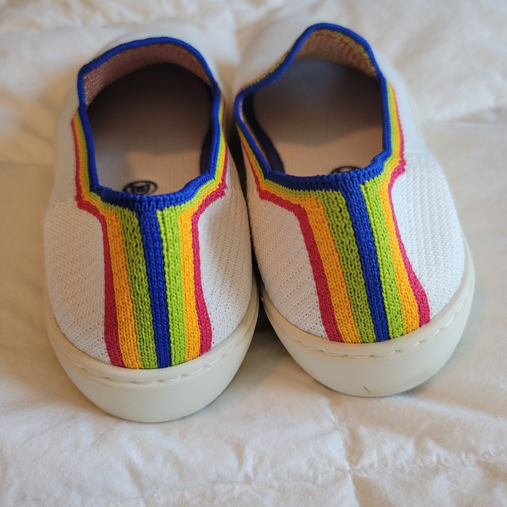Rothy's The Original Slip On Sneaker White Rainbow Slip on Shoes - Picture 3 of 7